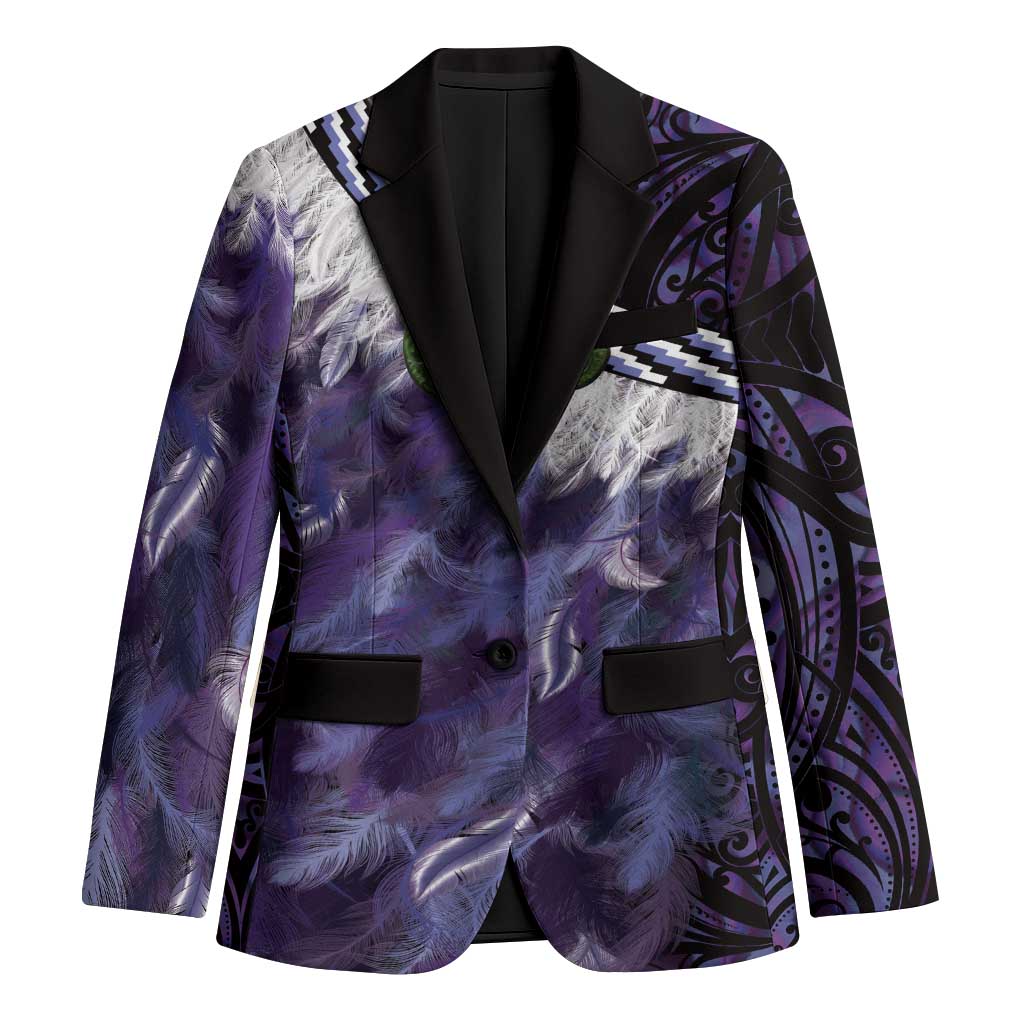 Purple Traditional Cloak Aotearoa Blazer Maori Paua Shell Korowai Pattern - Aussie Hoodie