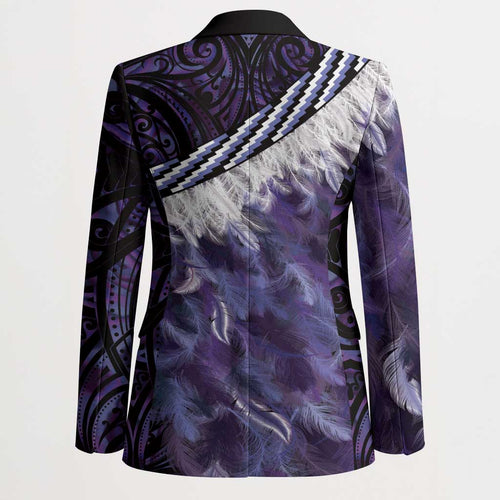 Purple Traditional Cloak Aotearoa Blazer Maori Paua Shell Korowai Pattern - Aussie Hoodie