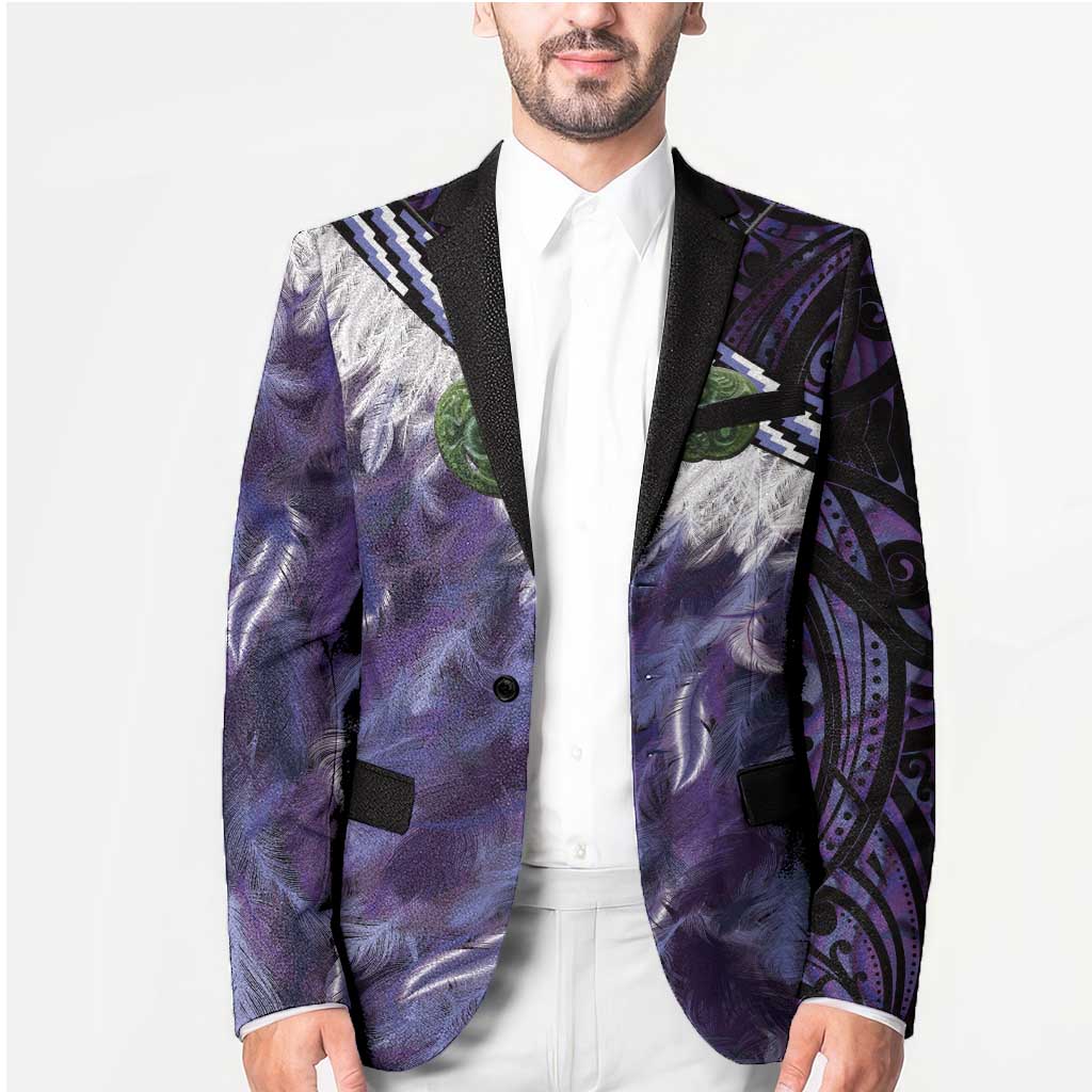 Purple Traditional Cloak Aotearoa Blazer Maori Paua Shell Korowai Pattern - Aussie Hoodie