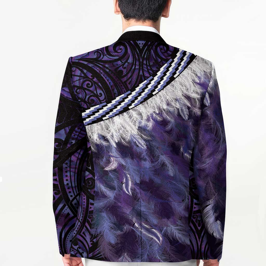 Purple Traditional Cloak Aotearoa Blazer Maori Paua Shell Korowai Pattern - Aussie Hoodie