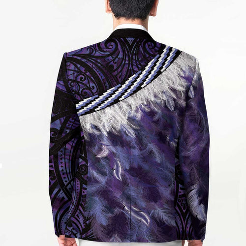 Purple Traditional Cloak Aotearoa Blazer Maori Paua Shell Korowai Pattern - Aussie Hoodie