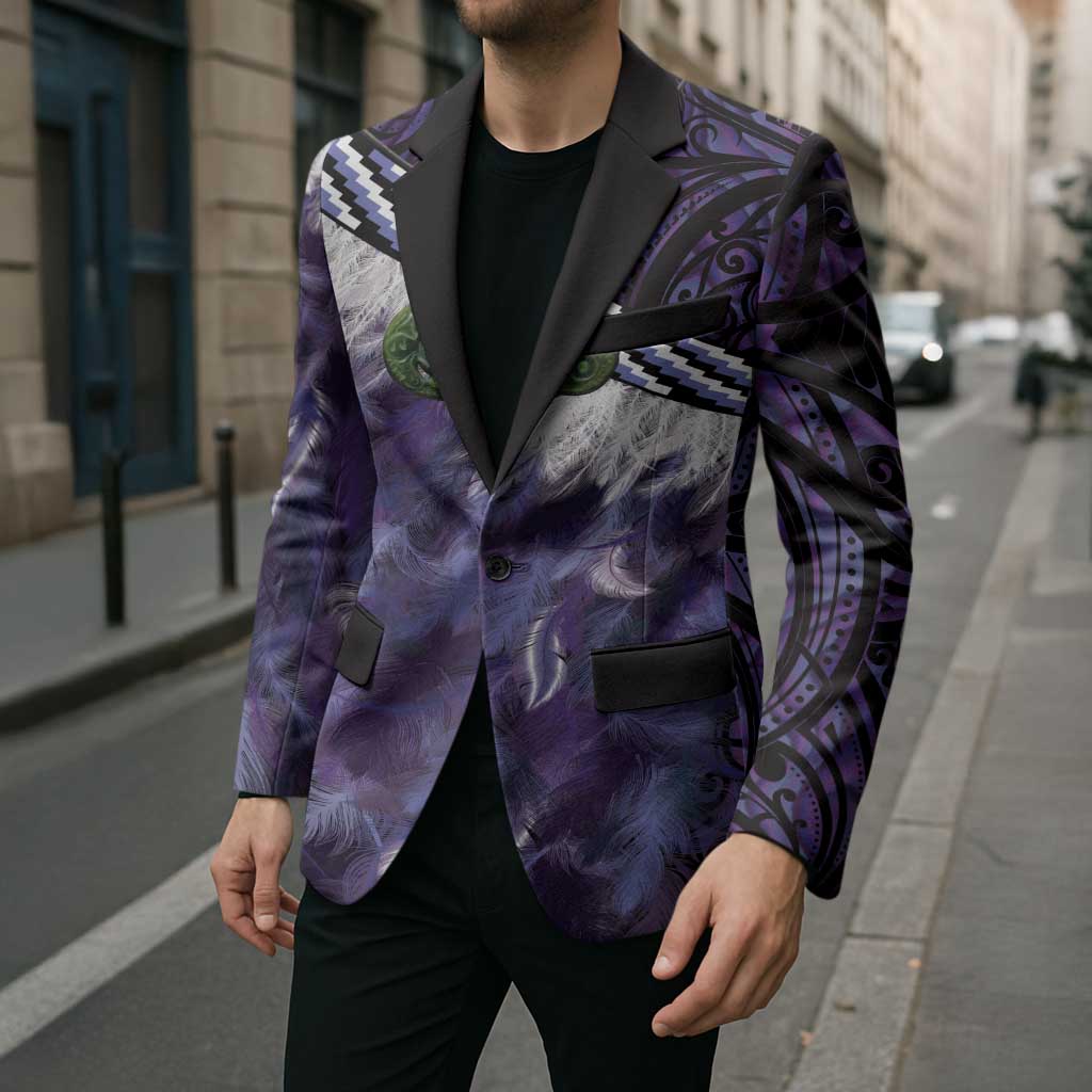Purple Traditional Cloak Aotearoa Blazer Maori Paua Shell Korowai Pattern - Aussie Hoodie