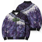 Purple Traditional Cloak Aotearoa Bomber Puffer Jacket Maori Paua Shell Korowai Pattern - Aussie Hoodie