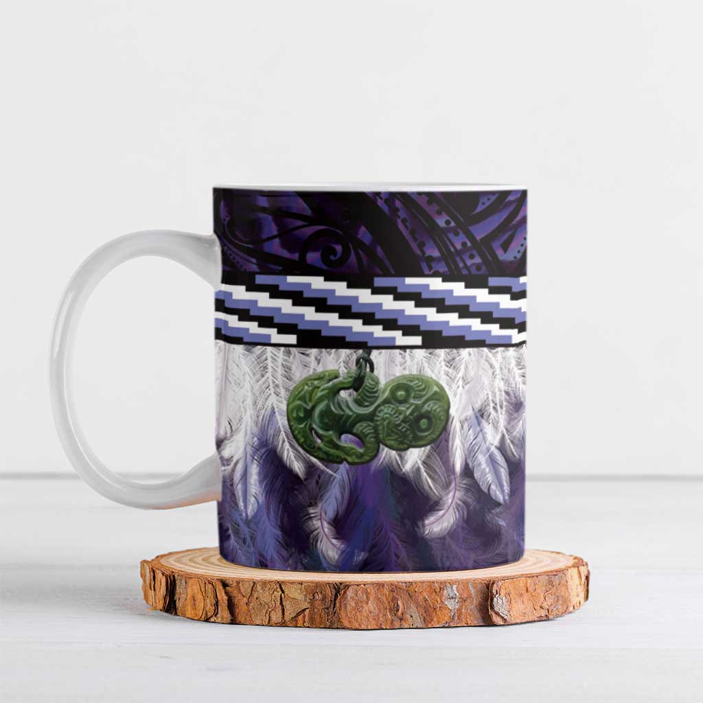 Purple Traditional Cloak Aotearoa Ceramic Mug Maori Paua Shell Korowai Pattern - Aussie Hoodie