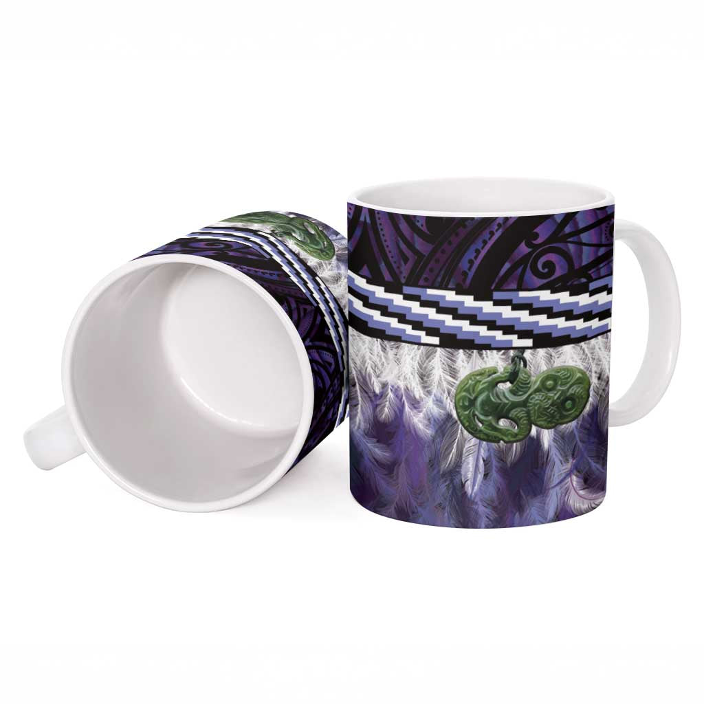 Purple Traditional Cloak Aotearoa Ceramic Mug Maori Paua Shell Korowai Pattern - Aussie Hoodie