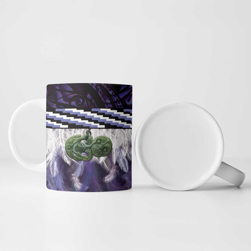 Purple Traditional Cloak Aotearoa Ceramic Mug Maori Paua Shell Korowai Pattern - Aussie Hoodie