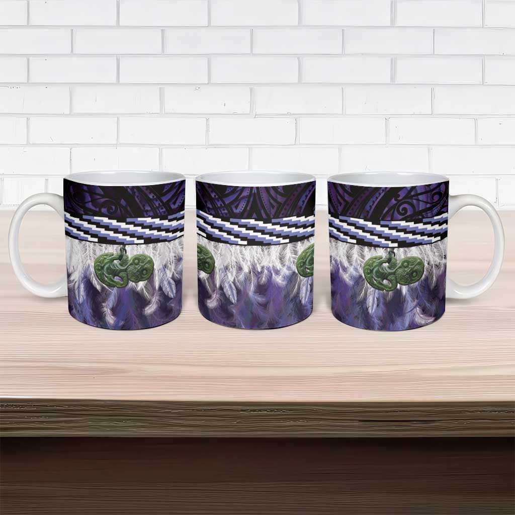 Purple Traditional Cloak Aotearoa Ceramic Mug Maori Paua Shell Korowai Pattern - Aussie Hoodie