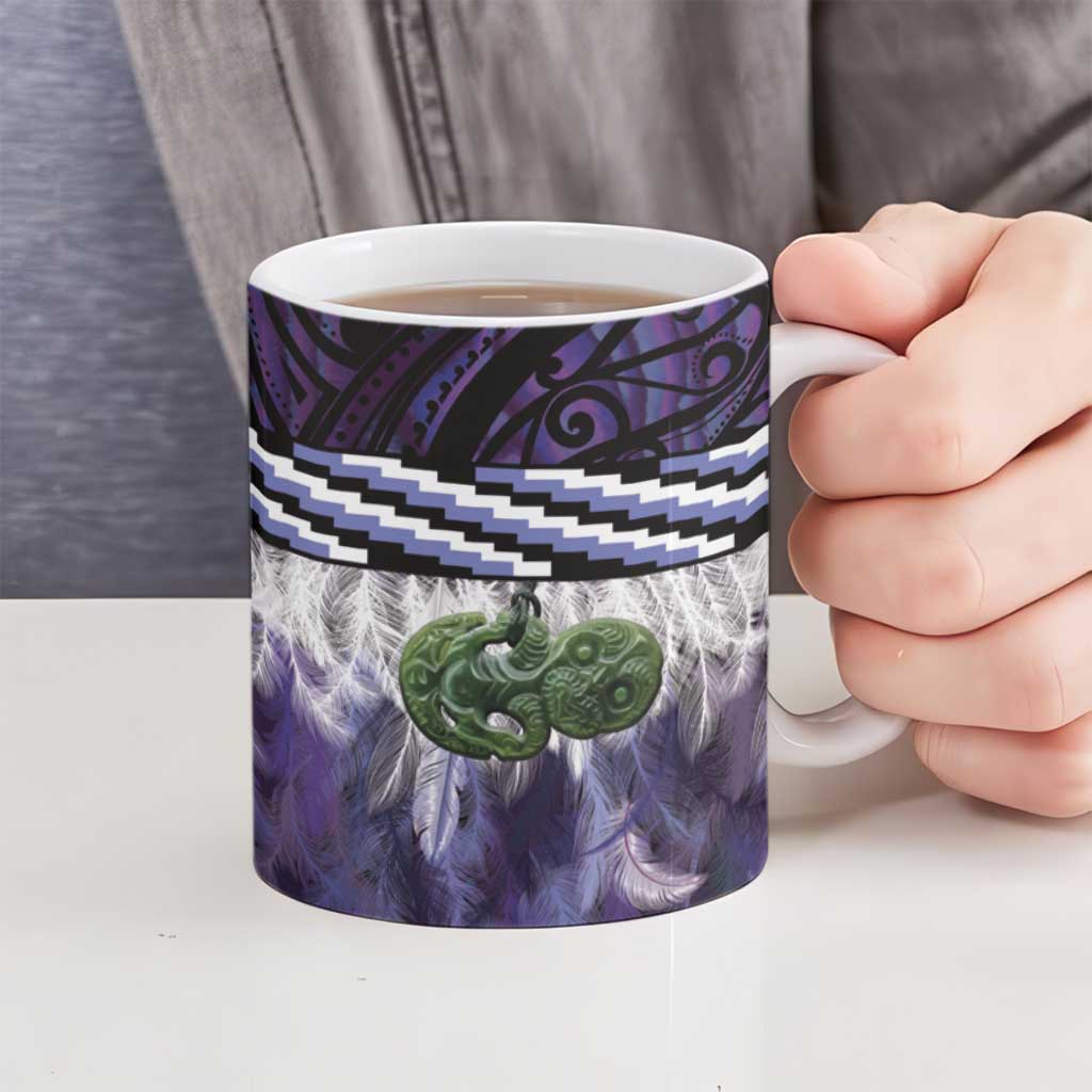 Purple Traditional Cloak Aotearoa Ceramic Mug Maori Paua Shell Korowai Pattern - Aussie Hoodie