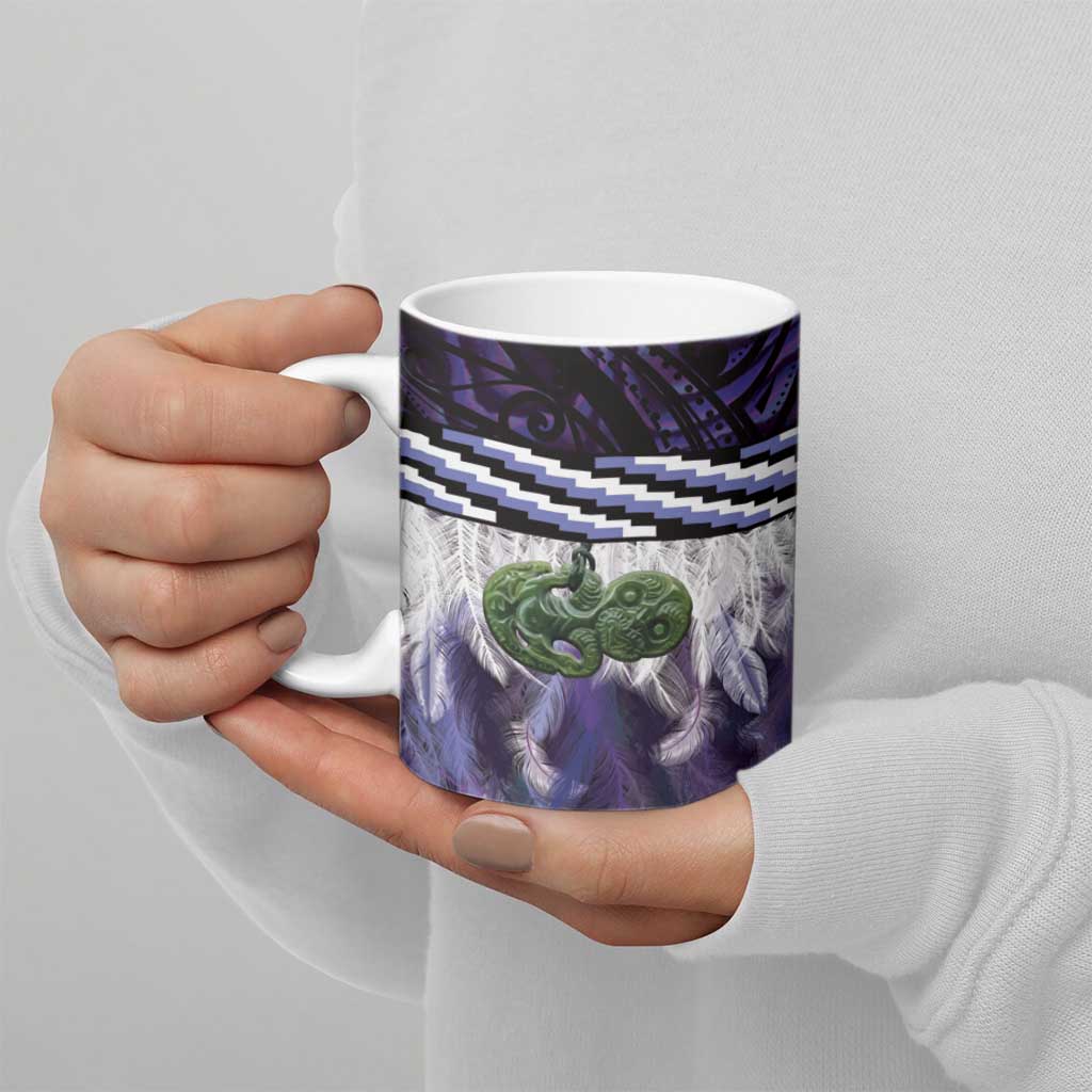 Purple Traditional Cloak Aotearoa Ceramic Mug Maori Paua Shell Korowai Pattern - Aussie Hoodie