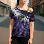 Purple Traditional Cloak Aotearoa Cross Shoulder Shirt Maori Paua Shell Korowai Pattern - Aussie Hoodie