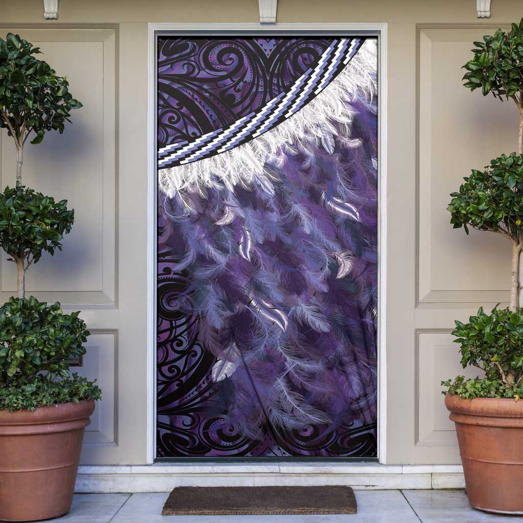 Purple Traditional Cloak Aotearoa Door Cover Maori Paua Shell Korowai Pattern - Aussie Hoodie