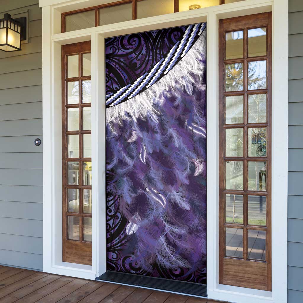 Purple Traditional Cloak Aotearoa Door Cover Maori Paua Shell Korowai Pattern - Aussie Hoodie