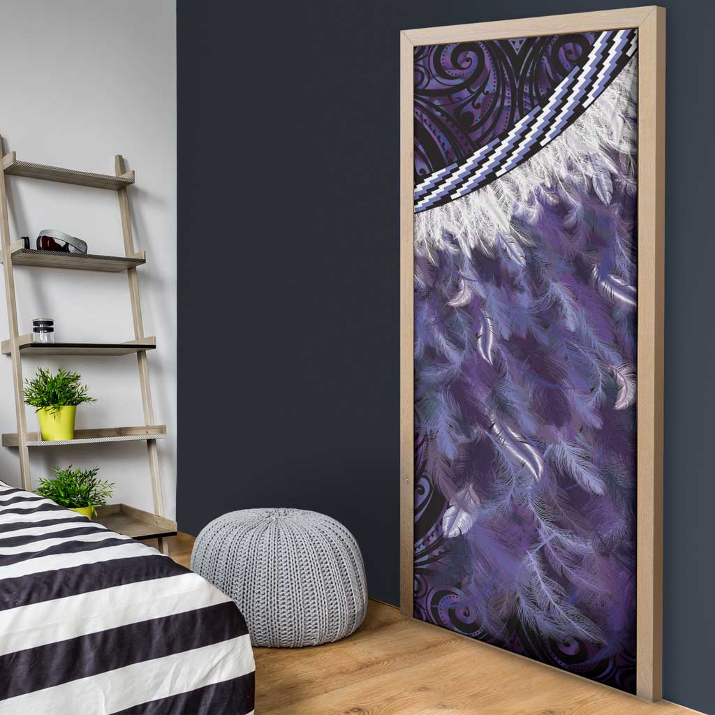 Purple Traditional Cloak Aotearoa Door Cover Maori Paua Shell Korowai Pattern - Aussie Hoodie