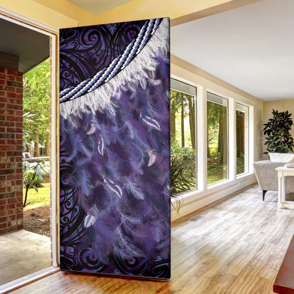 Purple Traditional Cloak Aotearoa Door Cover Maori Paua Shell Korowai Pattern - Aussie Hoodie