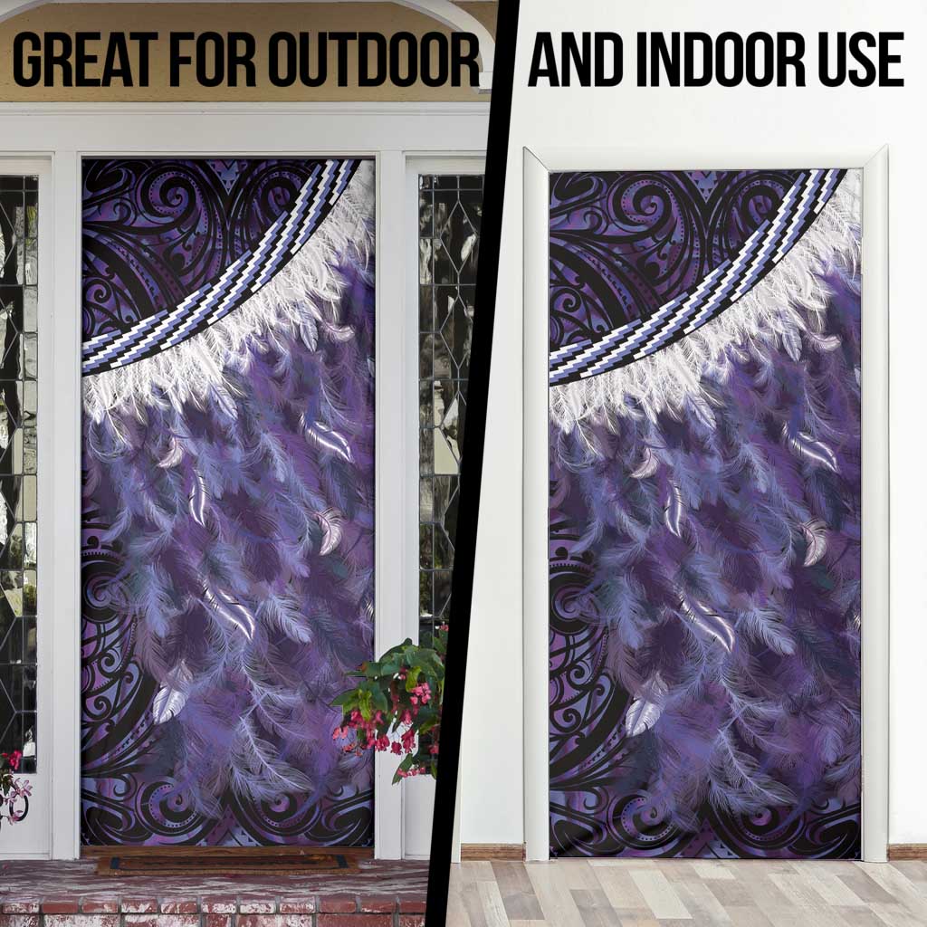 Purple Traditional Cloak Aotearoa Door Cover Maori Paua Shell Korowai Pattern - Aussie Hoodie
