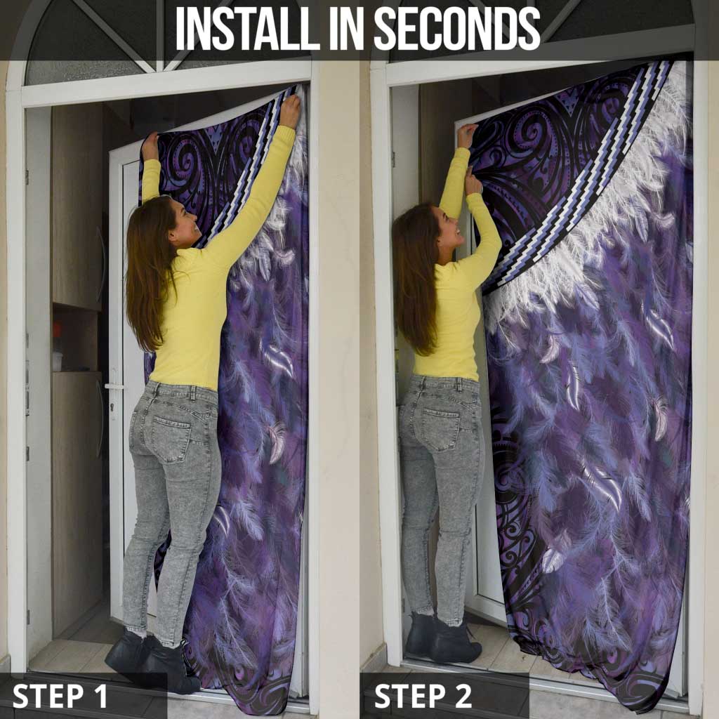 Purple Traditional Cloak Aotearoa Door Cover Maori Paua Shell Korowai Pattern - Aussie Hoodie