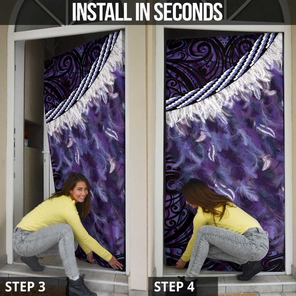 Purple Traditional Cloak Aotearoa Door Cover Maori Paua Shell Korowai Pattern - Aussie Hoodie