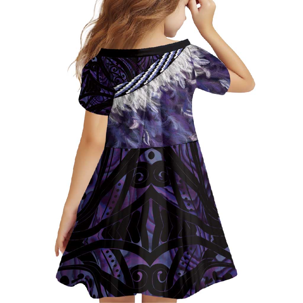 Purple Traditional Cloak Aotearoa Family Matching Long Sleeve Bodycon Dress and Hawaiian Shirt Maori Paua Shell Korowai Pattern