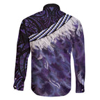 Purple Traditional Cloak Aotearoa Family Matching Long Sleeve Bodycon Dress and Hawaiian Shirt Maori Paua Shell Korowai Pattern