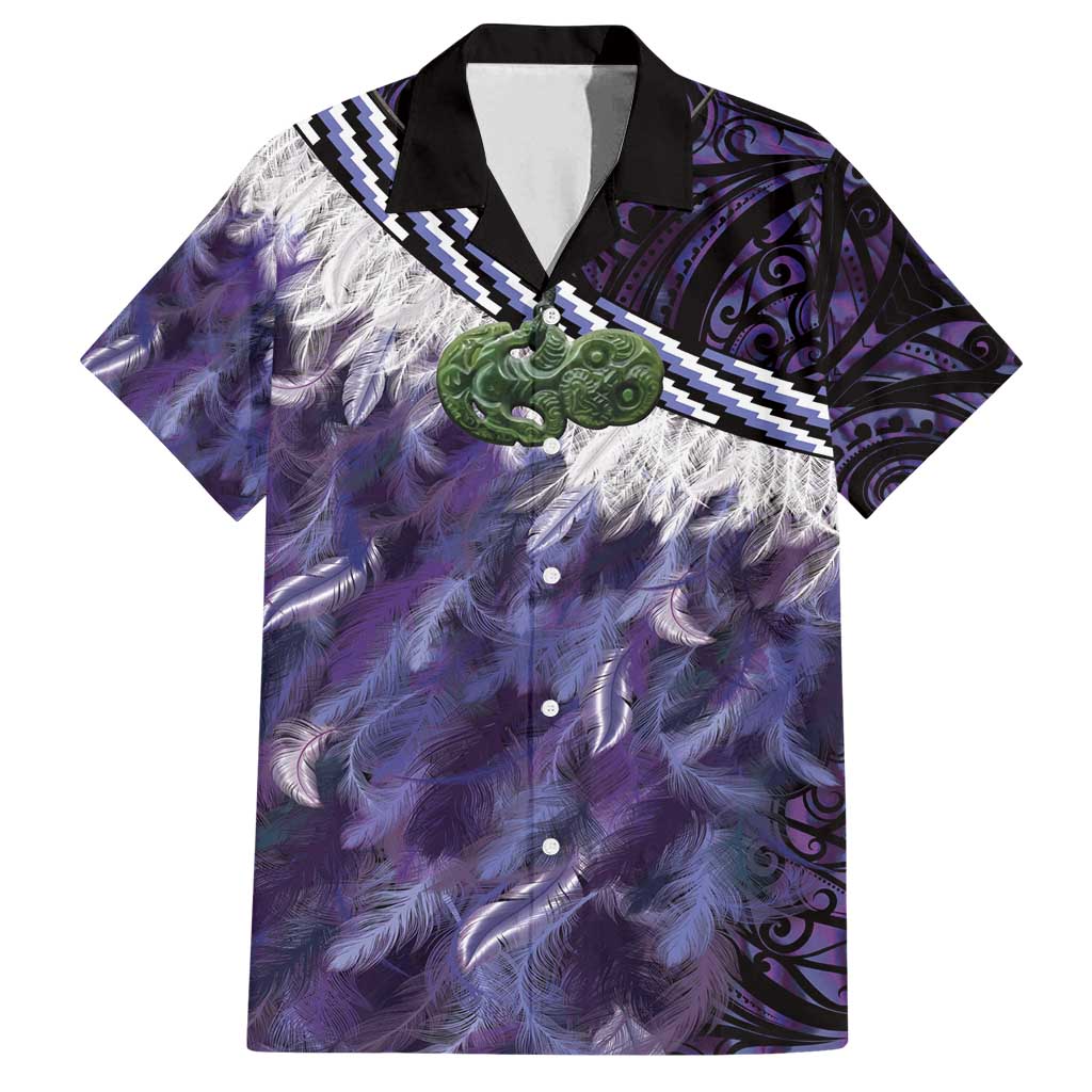 Purple Traditional Cloak Aotearoa Family Matching Off Shoulder Maxi Dress and Hawaiian Shirt Maori Paua Shell Korowai Pattern