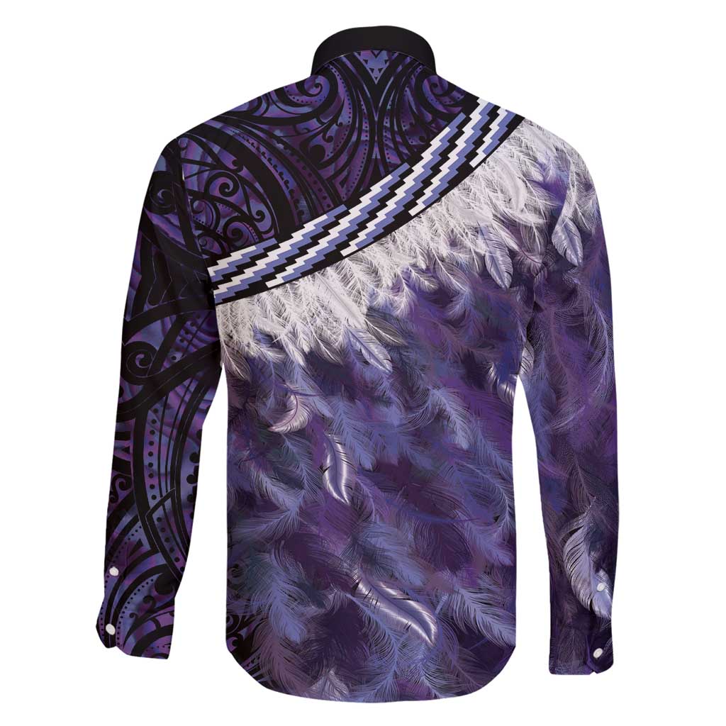 Purple Traditional Cloak Aotearoa Family Matching Off Shoulder Maxi Dress and Hawaiian Shirt Maori Paua Shell Korowai Pattern