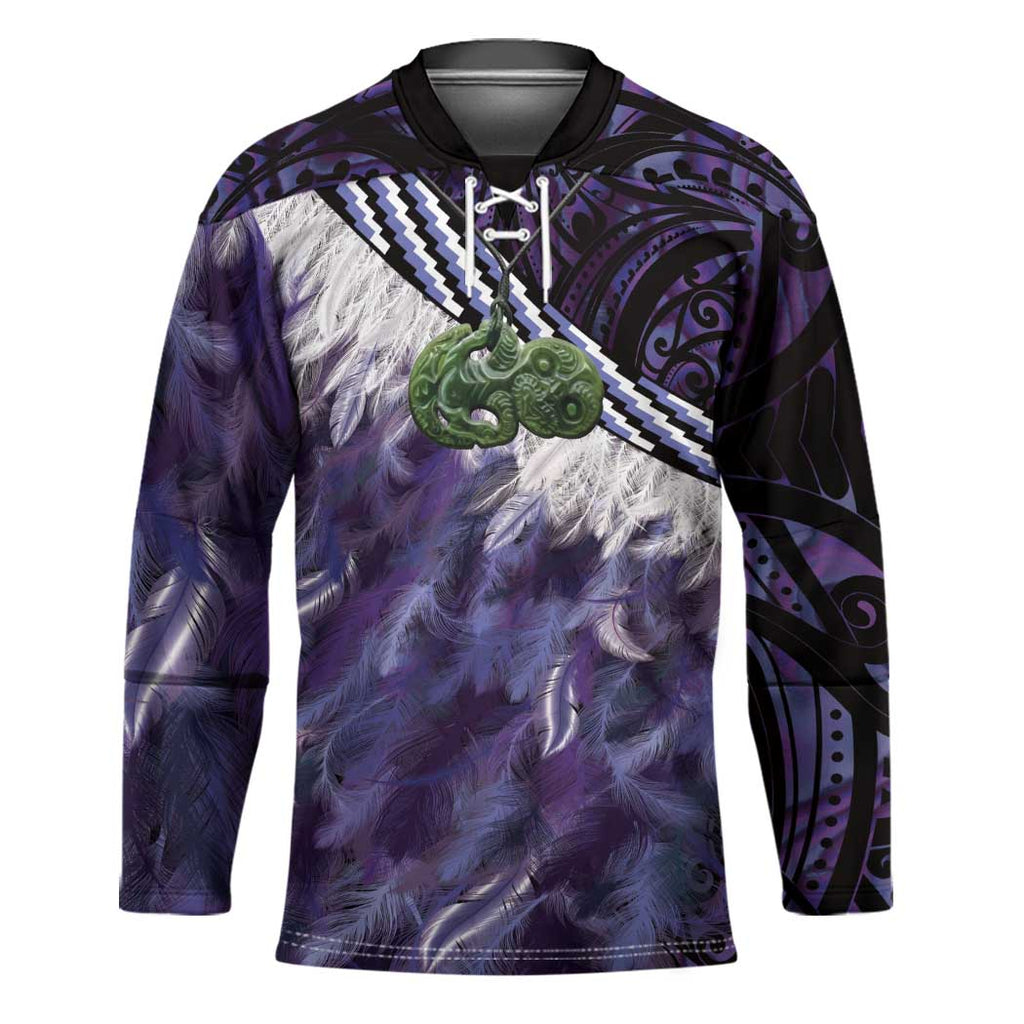 Purple Traditional Cloak Aotearoa Hockey Jersey Maori Paua Shell Korowai Pattern - Aussie Hoodie