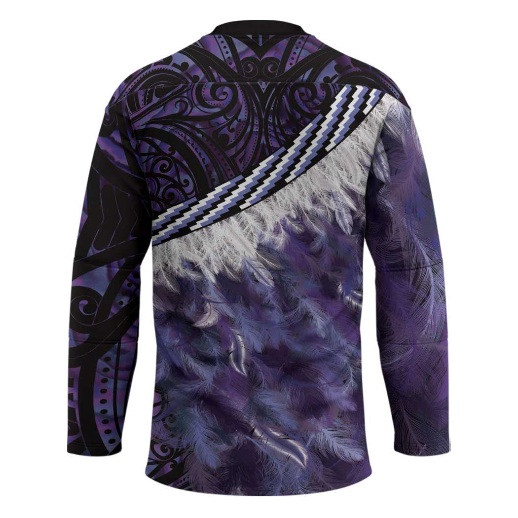 Purple Traditional Cloak Aotearoa Hockey Jersey Maori Paua Shell Korowai Pattern - Aussie Hoodie