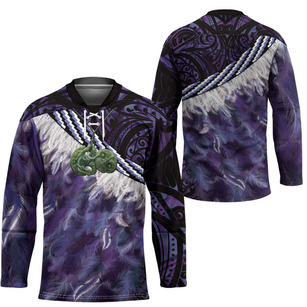 Purple Traditional Cloak Aotearoa Hockey Jersey Maori Paua Shell Korowai Pattern - Aussie Hoodie