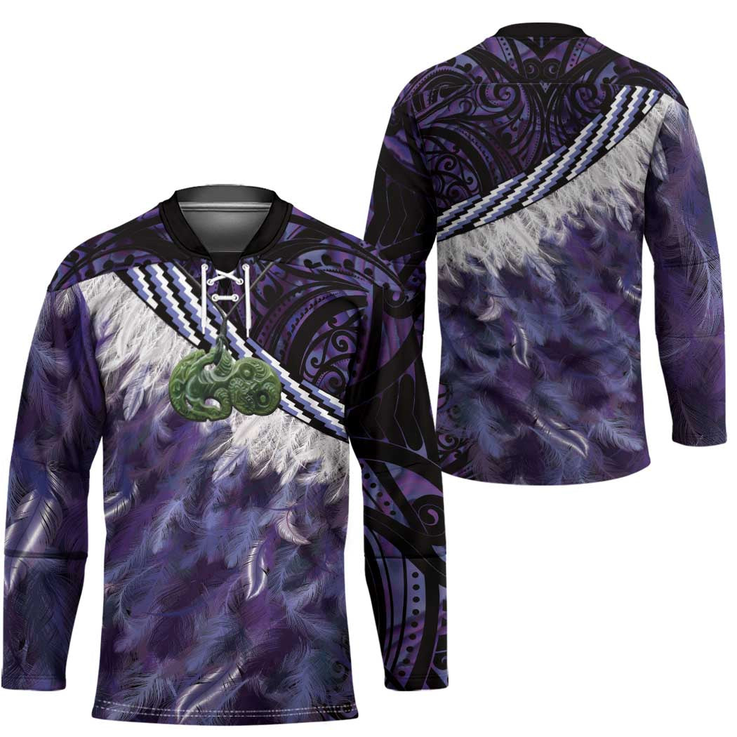 Purple Traditional Cloak Aotearoa Hockey Jersey Maori Paua Shell Korowai Pattern - Aussie Hoodie