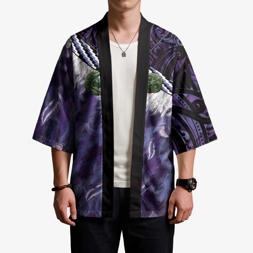 Purple Traditional Cloak Aotearoa Kimono Maori Paua Shell Korowai Pattern - Aussie Hoodie