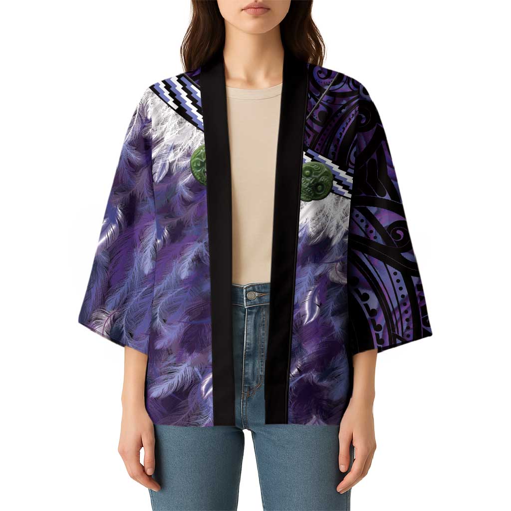 Purple Traditional Cloak Aotearoa Kimono Maori Paua Shell Korowai Pattern - Aussie Hoodie