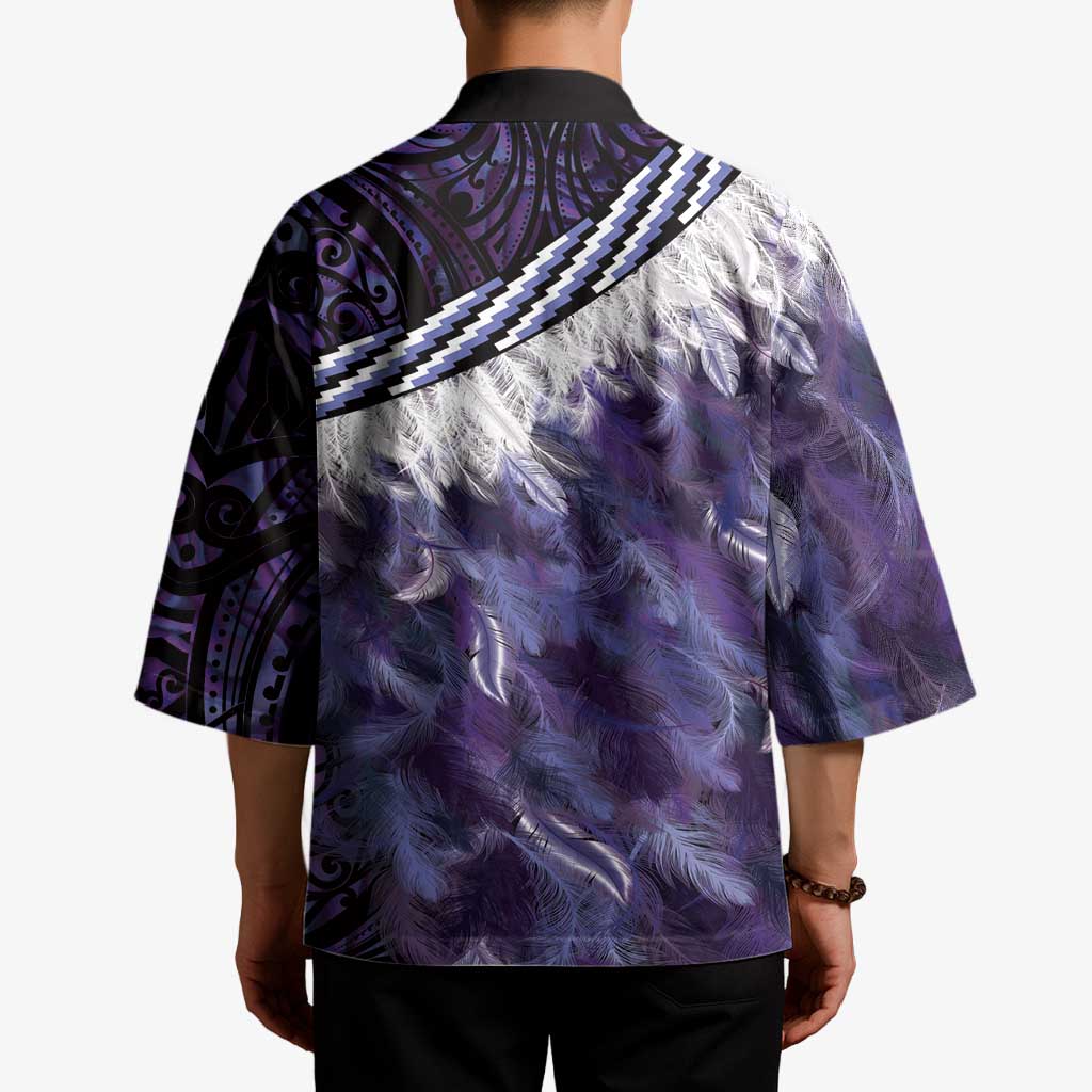 Purple Traditional Cloak Aotearoa Kimono Maori Paua Shell Korowai Pattern - Aussie Hoodie