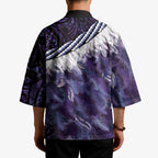 Purple Traditional Cloak Aotearoa Kimono Maori Paua Shell Korowai Pattern - Aussie Hoodie