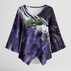 Purple Traditional Cloak Aotearoa Kimono Sleeve Blouse Maori Paua Shell Korowai Pattern - Aussie Hoodie