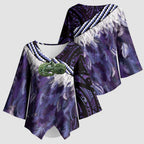 Purple Traditional Cloak Aotearoa Kimono Sleeve Blouse Maori Paua Shell Korowai Pattern - Aussie Hoodie