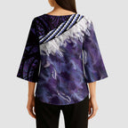 Purple Traditional Cloak Aotearoa Kimono Sleeve Blouse Maori Paua Shell Korowai Pattern - Aussie Hoodie