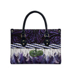 Purple Traditional Cloak Aotearoa Leather Bag Maori Paua Shell Korowai Pattern - Aussie Hoodie
