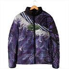 Purple Traditional Cloak Aotearoa Padded Jacket Maori Paua Shell Korowai Pattern - Aussie Hoodie