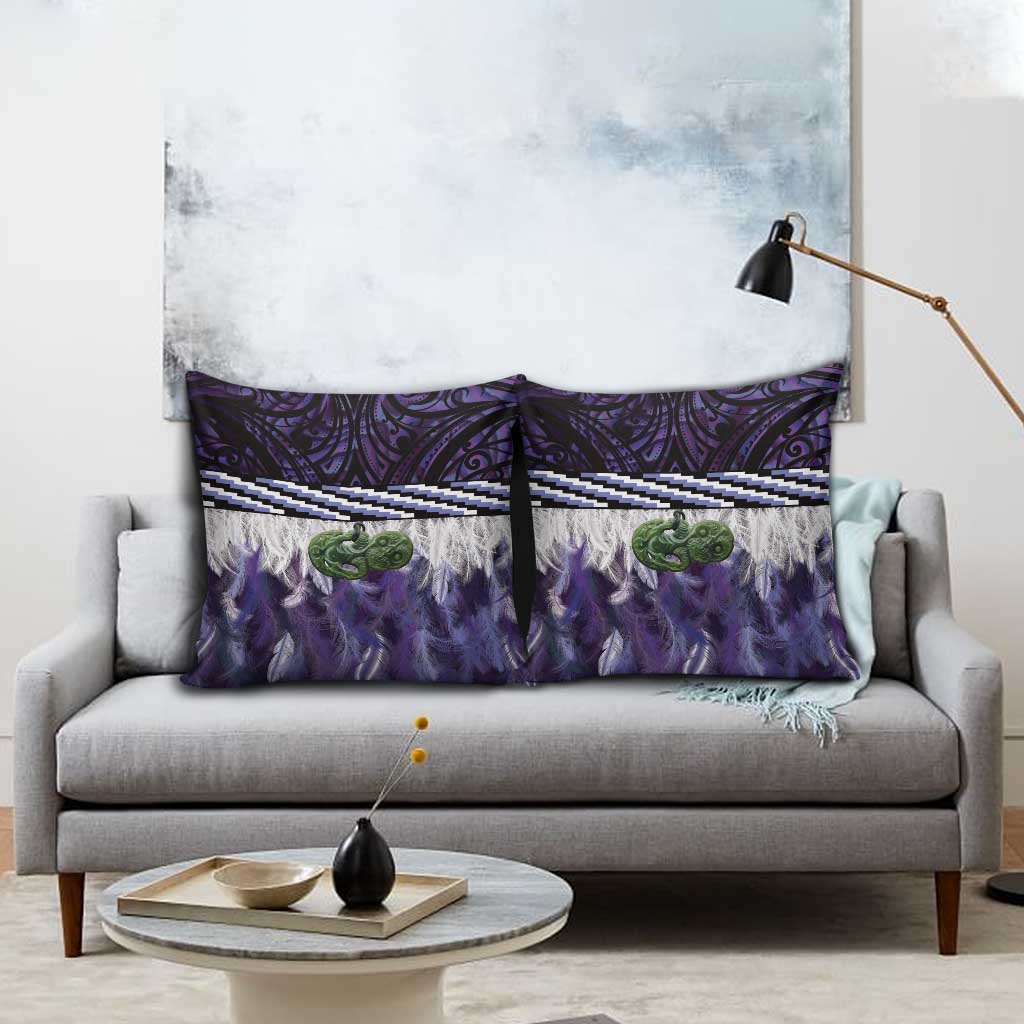 Purple Traditional Cloak Aotearoa Pillow Cover Maori Paua Shell Korowai Pattern - Aussie Hoodie
