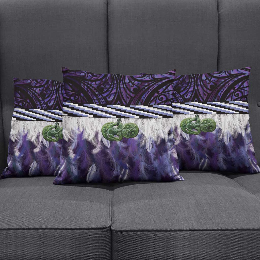 Purple Traditional Cloak Aotearoa Pillow Cover Maori Paua Shell Korowai Pattern - Aussie Hoodie