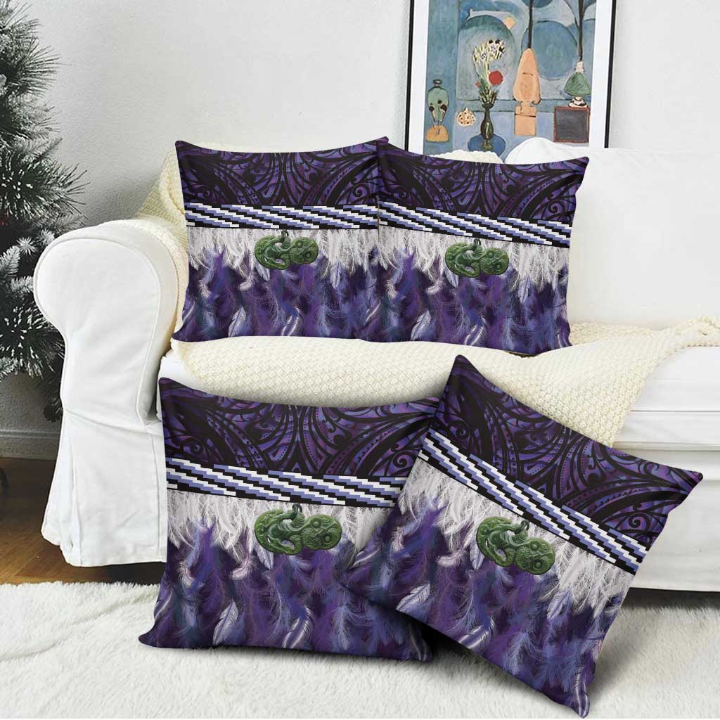 Purple Traditional Cloak Aotearoa Pillow Cover Maori Paua Shell Korowai Pattern - Aussie Hoodie