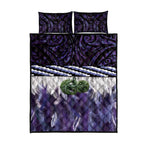 Purple Traditional Cloak Aotearoa Quilt Bed Set Maori Paua Shell Korowai Pattern