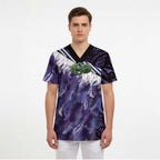 Purple Traditional Cloak Aotearoa Scrub Top Maori Paua Shell Korowai Pattern - Aussie Hoodie