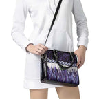 Purple Traditional Cloak Aotearoa Shoulder Handbag Maori Paua Shell Korowai Pattern