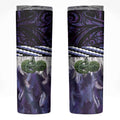 Purple Traditional Cloak Aotearoa Skinny Tumbler Maori Paua Shell Korowai Pattern