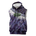 Purple Traditional Cloak Aotearoa Sleeveless Hoodie Maori Paua Shell Korowai Pattern - Aussie Hoodie