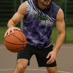 Purple Traditional Cloak Aotearoa Sleeveless Hoodie Maori Paua Shell Korowai Pattern - Aussie Hoodie