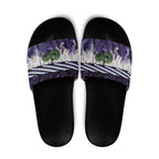 Purple Traditional Cloak Aotearoa Slide Sandals Maori Paua Shell Korowai Pattern - Aussie Hoodie