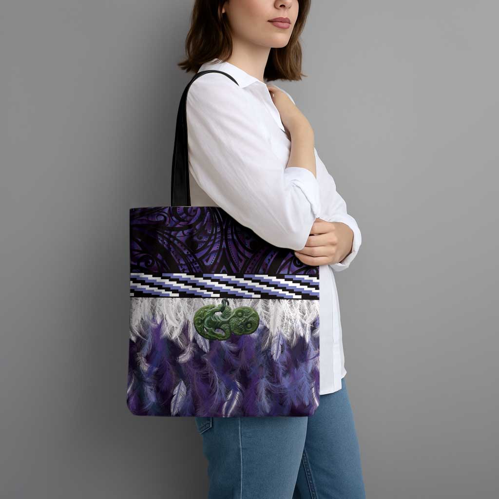 Purple Traditional Cloak Aotearoa Tote Bag Maori Paua Shell Korowai Pattern - Aussie Hoodie