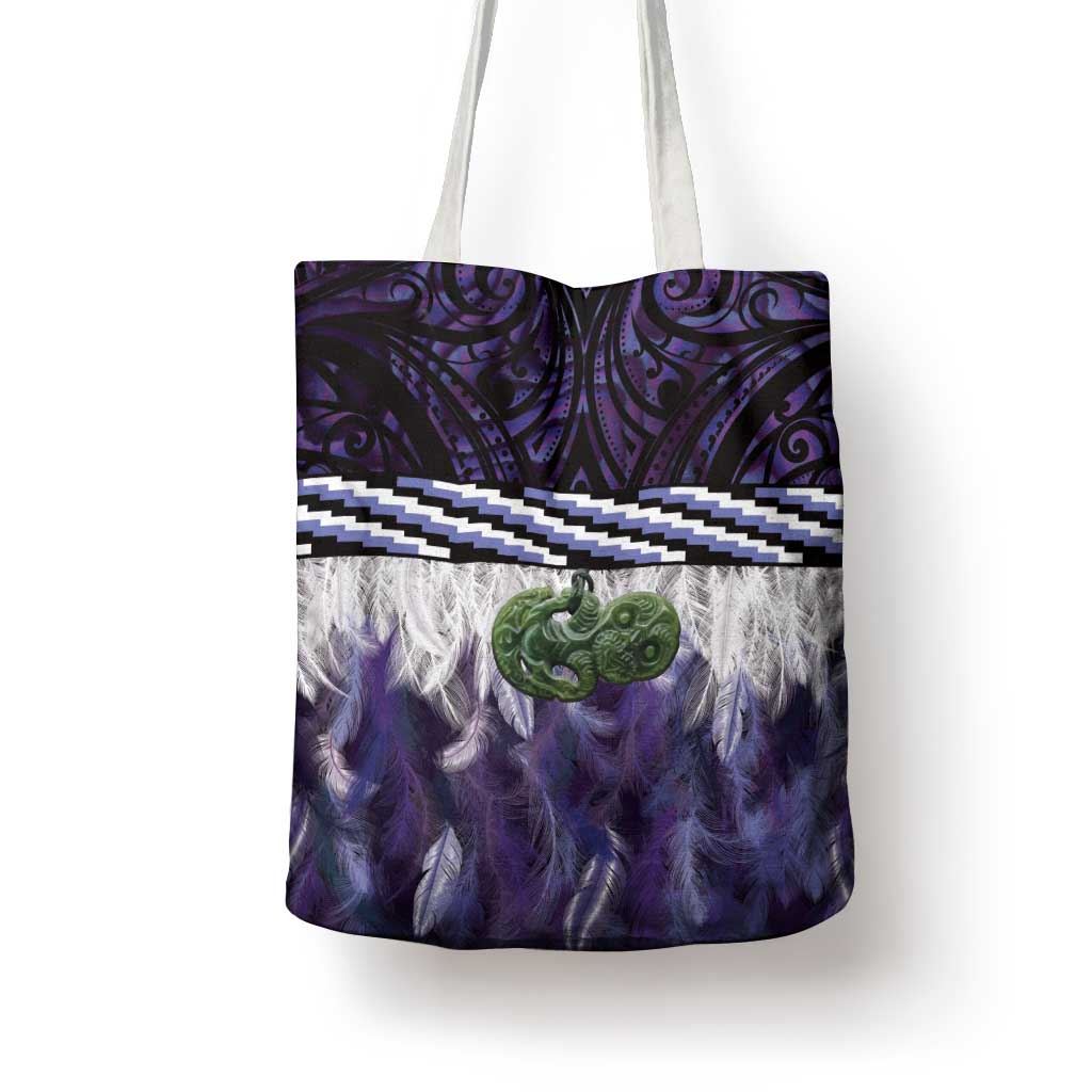 Purple Traditional Cloak Aotearoa Tote Bag Maori Paua Shell Korowai Pattern - Aussie Hoodie